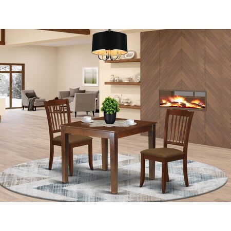 East West Furniture 3 Piece Oxford Dinette Set - Mahogany OXDA3-MAH-C